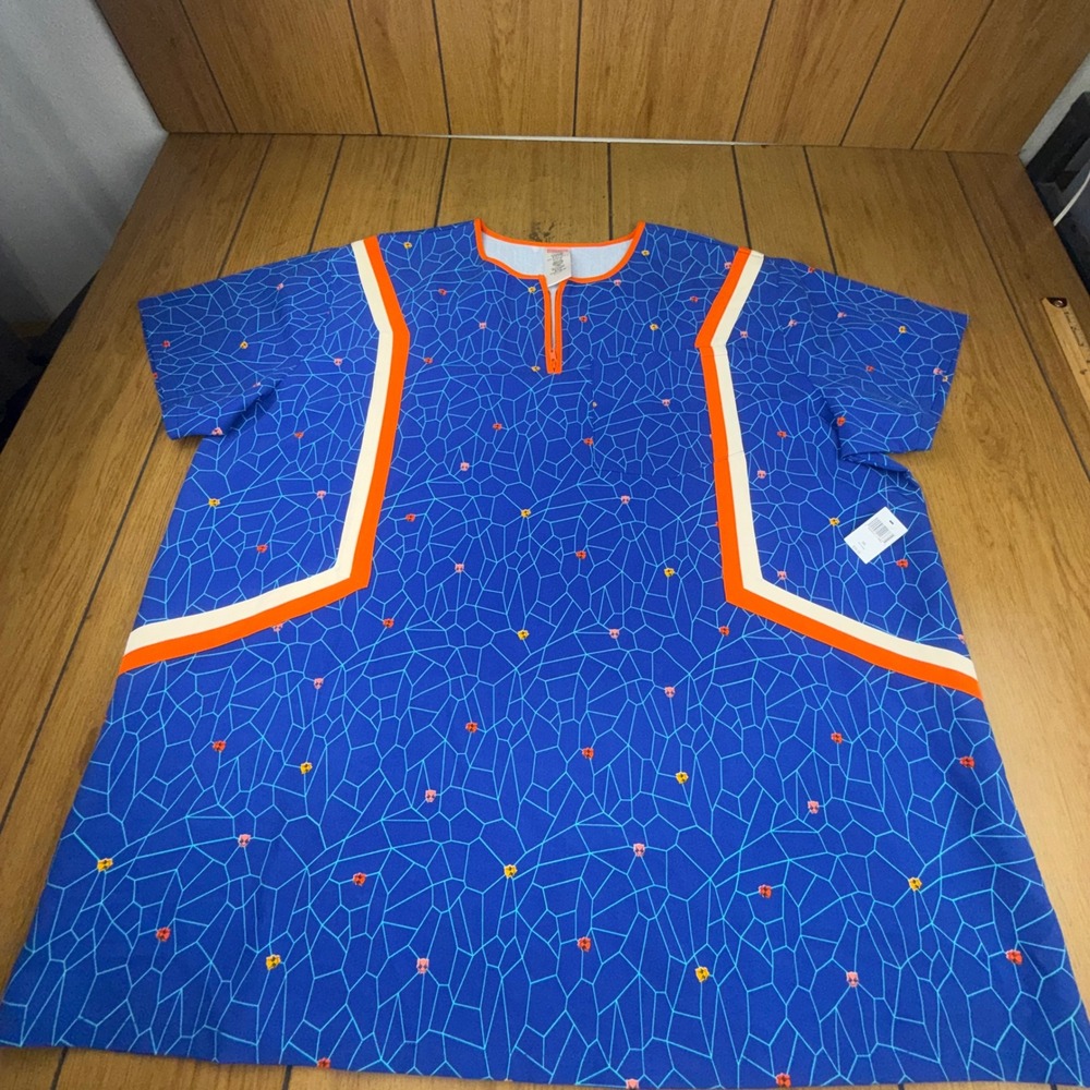 Marvel Black Panther Wakanda Forever Dashiki Blue Geometric Shirt Mens 2XL New